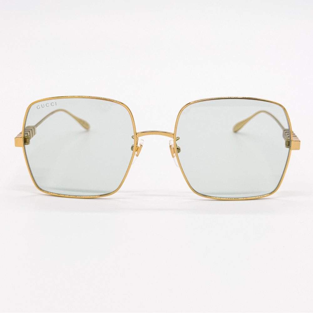 NEW GUCCI GG1434S 003 SQUARE GOLD GREEN WOMEN SUNGLASSES GUCCI - Picture 4 of 12
